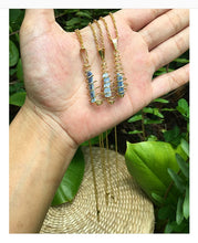 Cargar imagen en el visor de la galería, Blue Kyanite Spiral Golden Necklace
