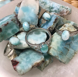 Larimar White Bronze Ring