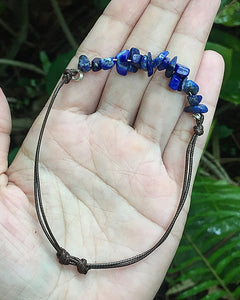 Lapizlazuli Chips Leather Bracelet
