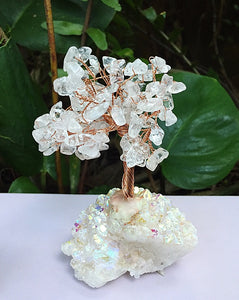 Clear Quartz Bonsai Tree with Angel Aura Base