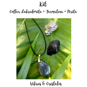 Kit/ Labradorite Necklace + Tourmaline + Pyrite