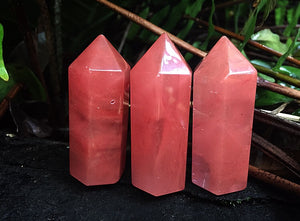 Pink Fluorite Obelisk Wand Points