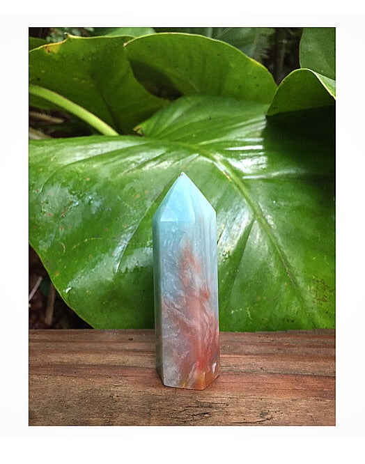 Blue Caribbean Calcite Obelisk Tower Points