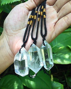 Double Point Crystal Quartz Pendulum Necklace