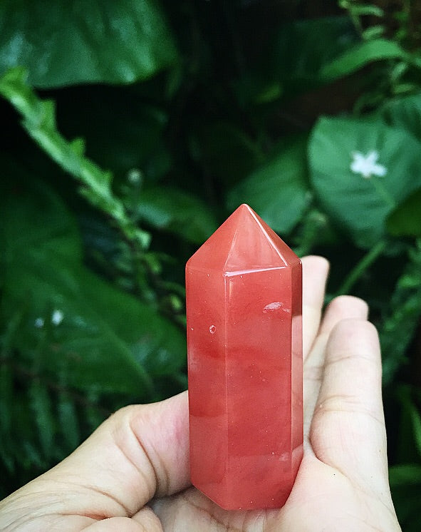 Pink Fluorite Obelisk Wand Points