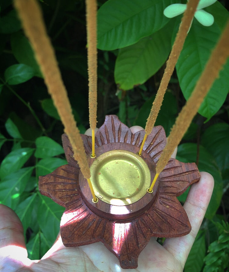 Wood Lotus Flower 4 Incense Holder
