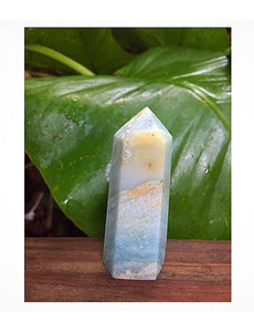 Blue Caribbean Calcite Obelisk Tower Points