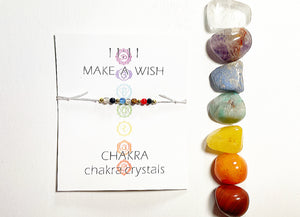 7 Chakras Beads Adjustable Cord Bracelet + Chakras Set 7 Crystals Bundle