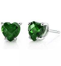 Cargar imagen en el visor de la galería, Emerald Solid .925 Sterling Silver Heart Shaped Stud Earrings 5mm
