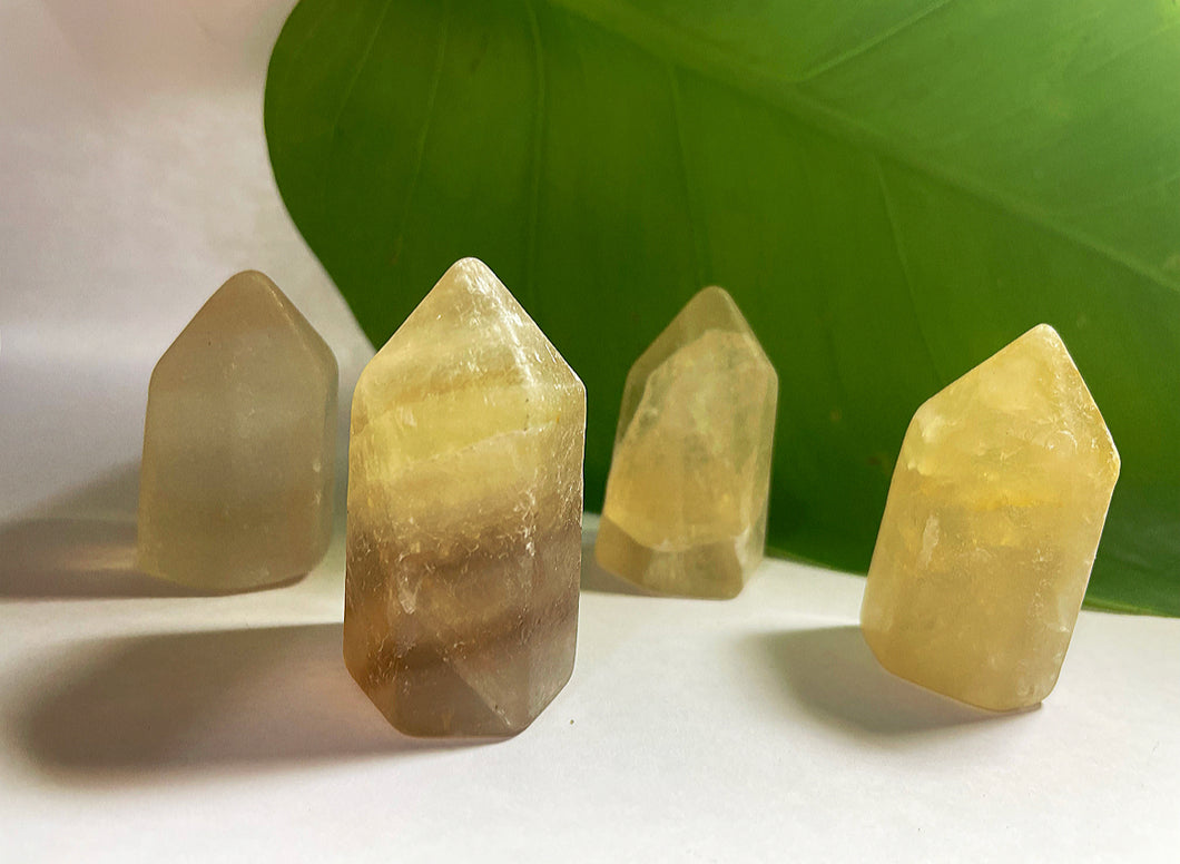 Yellow Obelisk Fluorite Wand Points 2”