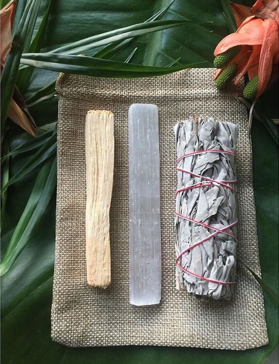 Kit / Selenite Stick + Sage Smudge + Palo Santo