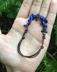 Lapizlazuli Chips Leather Bracelet