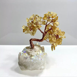 Citrine Bonsai Tree with Angel Aura Base