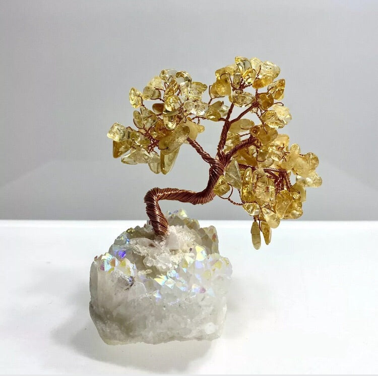 Citrine Bonsai Tree with Angel Aura Base