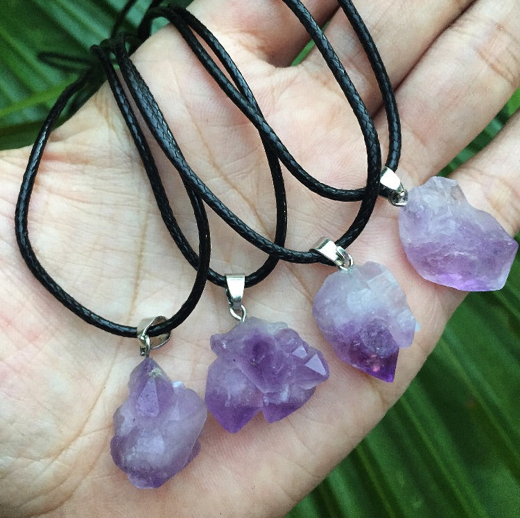 Amethyst leather deals necklace